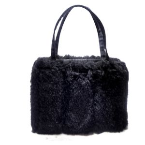 Kate spade vtg black faux fur furry fuzzy handbag purse glam bag